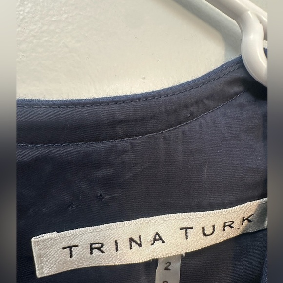 Trina Turk Blue Sheath Dress with Embellished Neckline - Picture 4 of 7